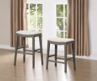 24 inch grey linen stools pair $159, 30 inch pair $179